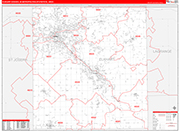 Elkhart-Goshen Metro Area Wall Map Red Line Style